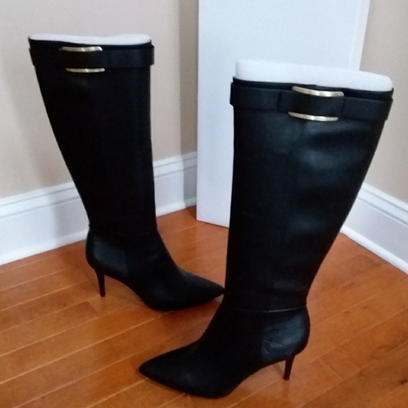 🆕️Calvin Klein Gold Hardware Leather Dress Boots - Picture 4 of 8